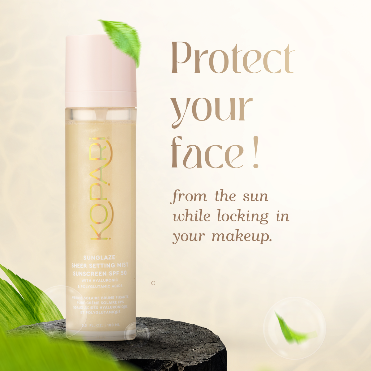 nuvary SPF 50 spray for sun protection & makeup setting