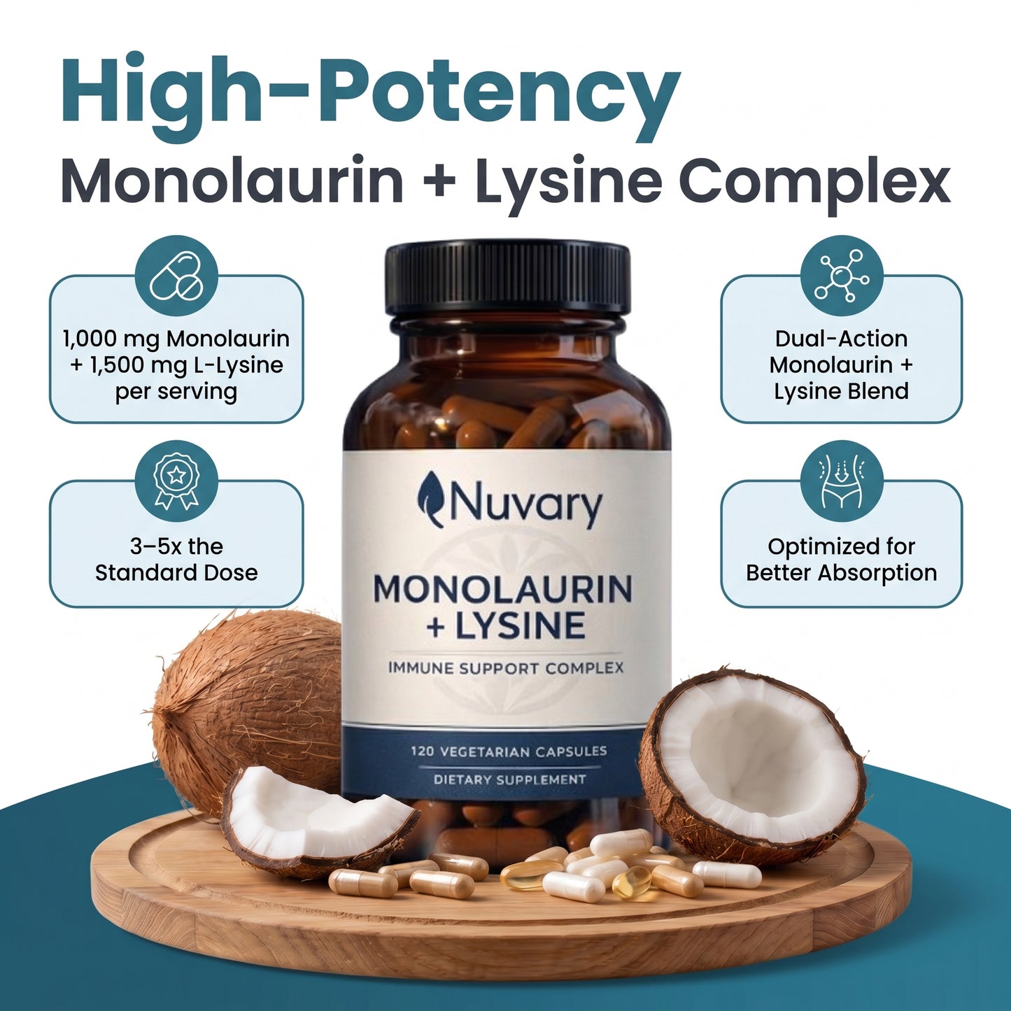 Lysine + Monolaurin Antiviral Capsules